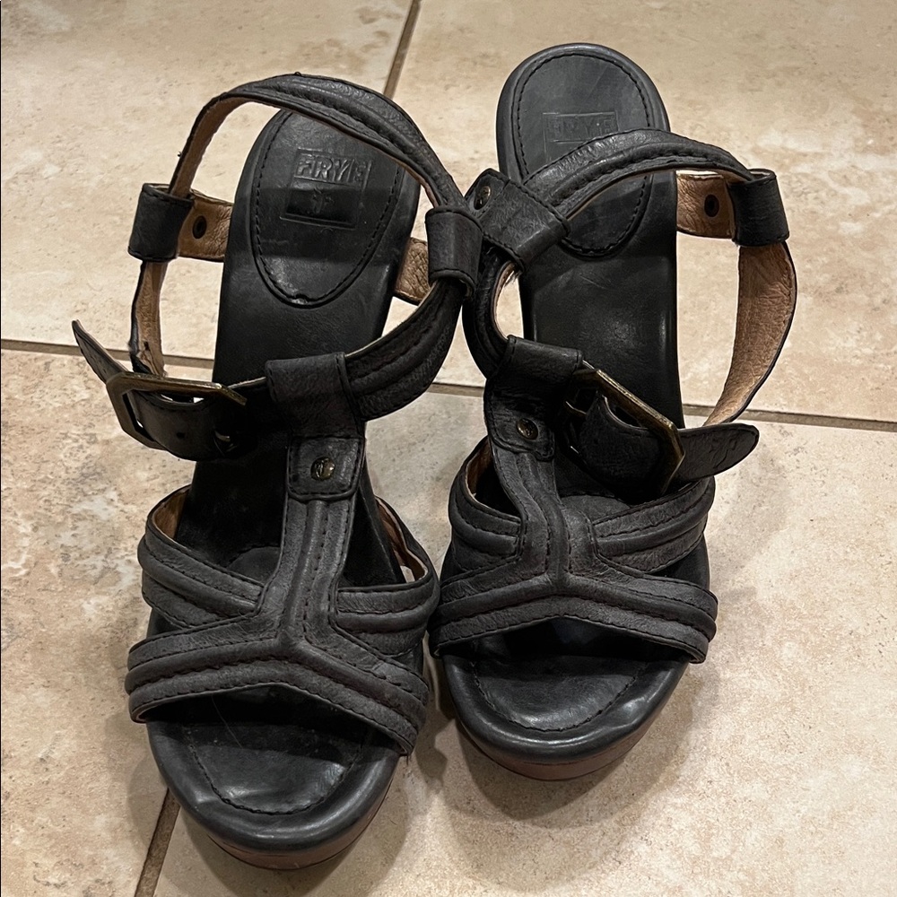 Frye dark blue Leather Strappy Sandals